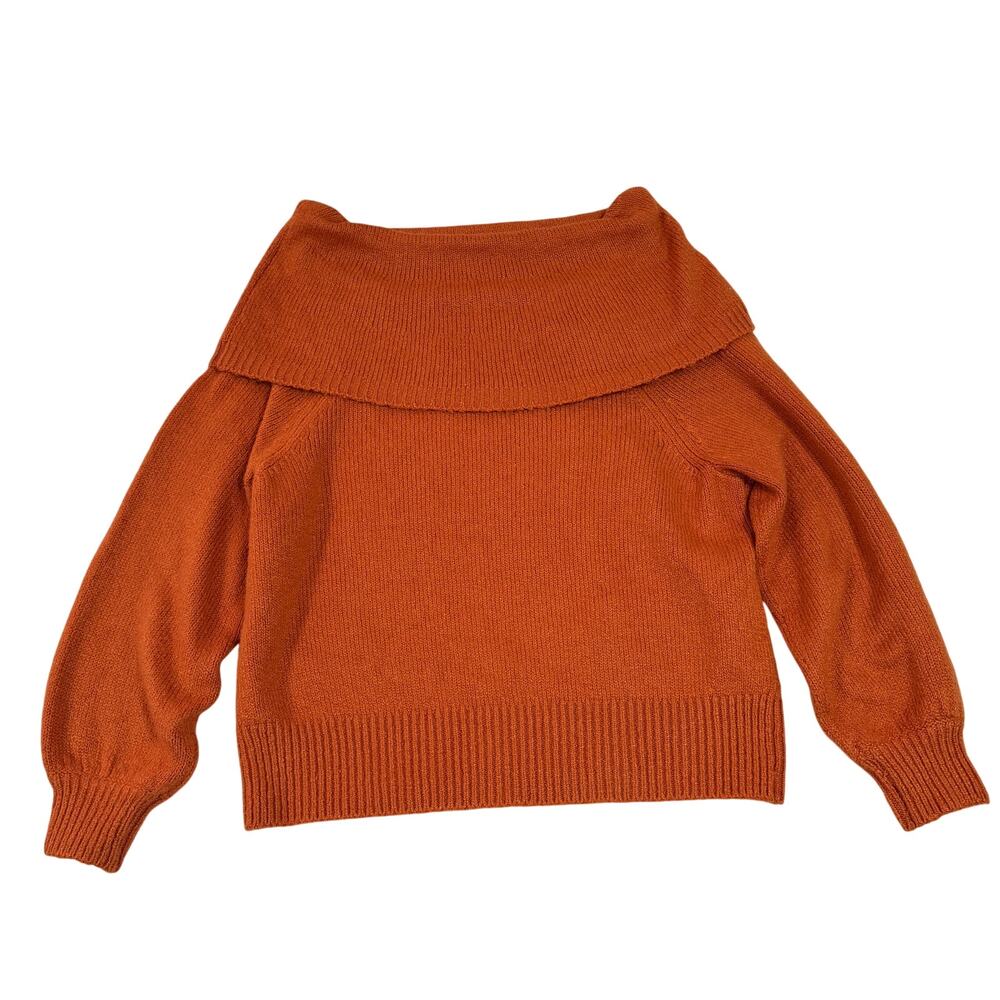 Anthropologie Women’s Sweater Cowl Neck Pull Over Long Sleeve Burnt Orange - Picture 2 of 9
